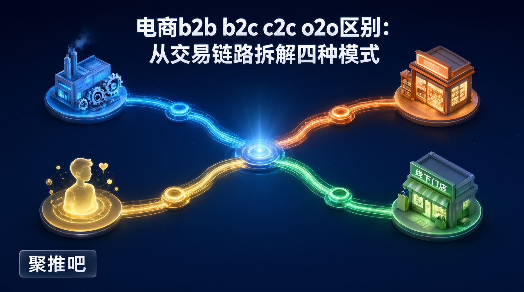 电商b2b b2c c2c o2o区别：从交易链路拆解四种模式