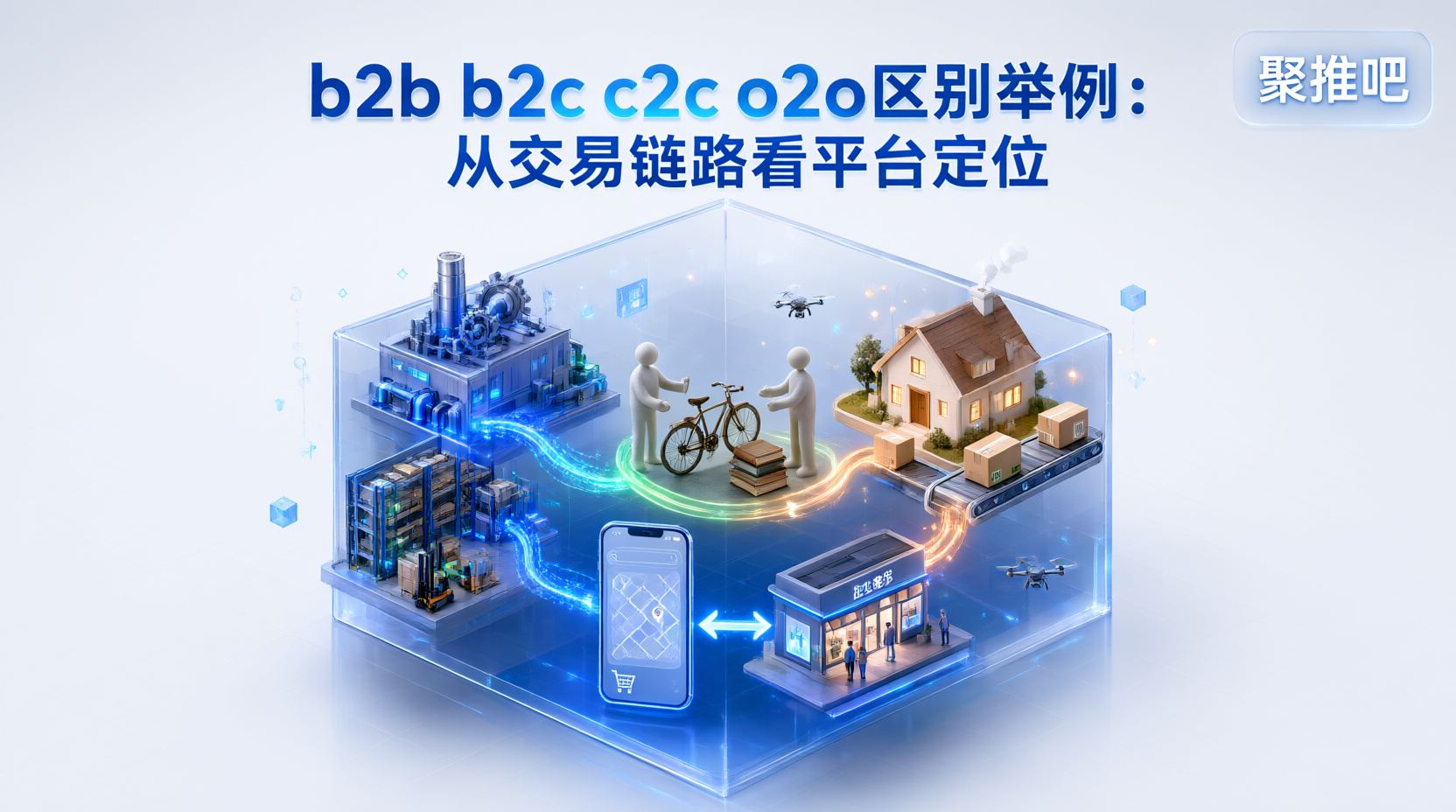 b2b b2c c2c o2o区别举例：从交易链路看平台定位